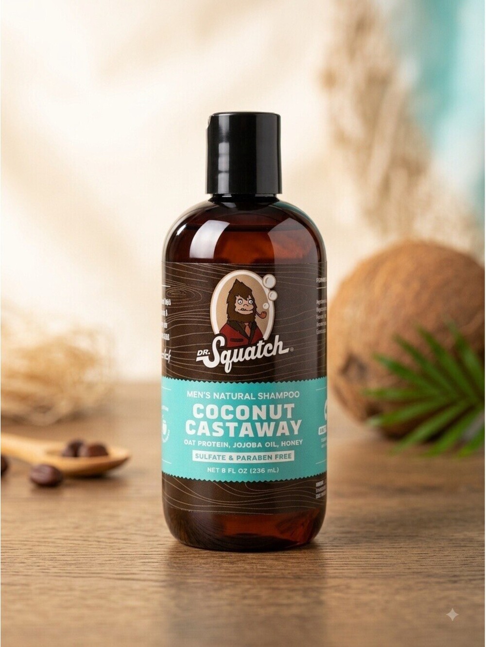 Dr Squatch Coconut Castaway Men's Natural Shampoo 8 fl oz Sulfate & Paraben Free